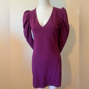 Marlena Elegant Purple V-Neck Dress, Made in Italy